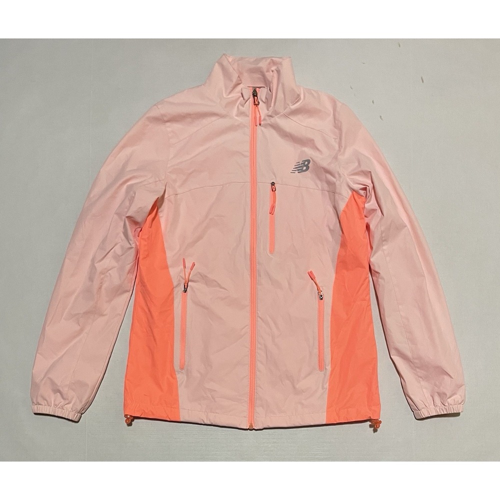 New Balance Jacket Womens‎ Size 8 Medium Full Zip Activewear Pink Reflective